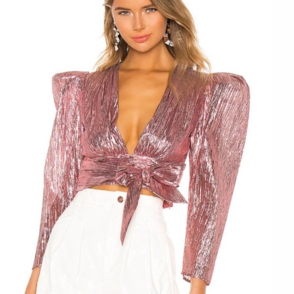 Atoir pink metallic crop top